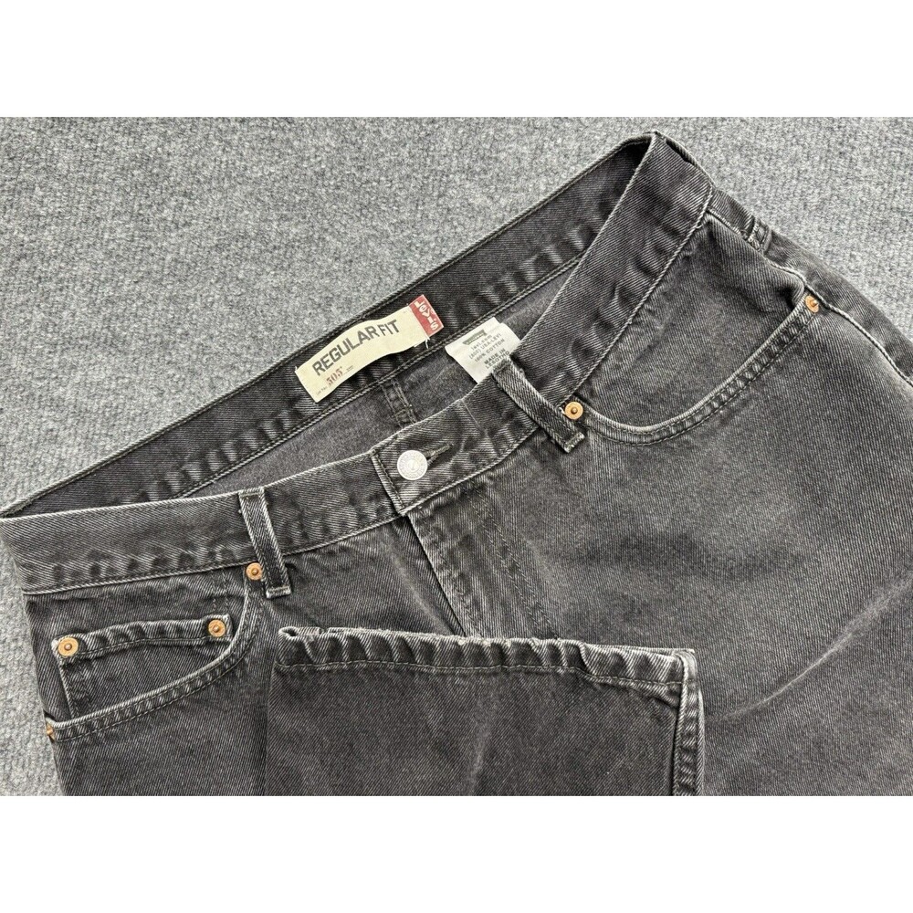Levi 505 Jeans Mens 36x30 Black Regular Fit Dark Wash Straight  Denim 06’